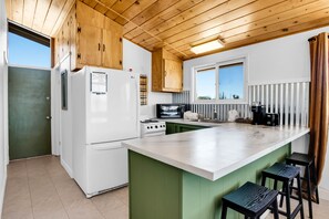 Jääkaappi, mikroaaltouuni, uuni, liesi