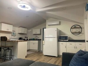 Fridge, microwave, oven, electric kettle