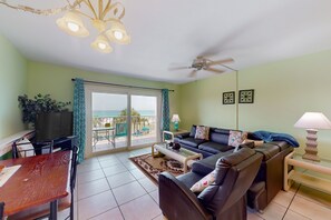 TV - Summit Unit 325 | Ocean-view condo with a pool - snowbird-friendly (Panama City Beach)