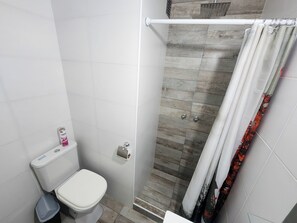 Ducha, toallas, jabón, papel higiénico