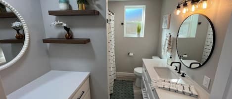 Hair dryer, towels