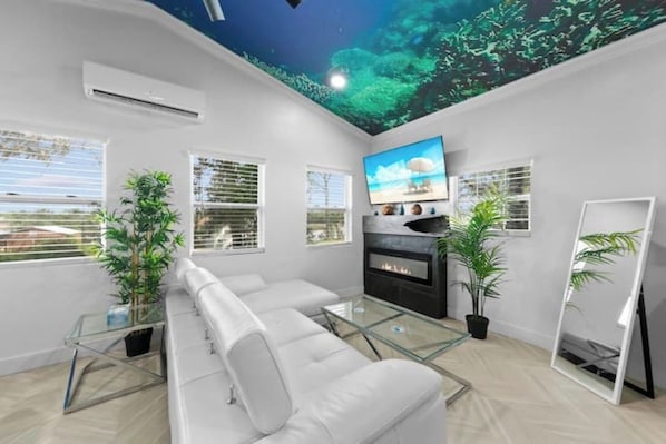Smart TV, fireplace