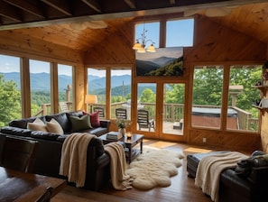 Smart TV, fireplace, video games, DVD player