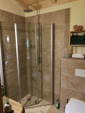 Een douche, een haardroger, handdoeken