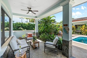 Terrace/patio - Stylish Home with Chic Decor, Luxury Amenities & Tropical Outdoor Oasis with Sparkling Private Pool (Playa Brasilito)