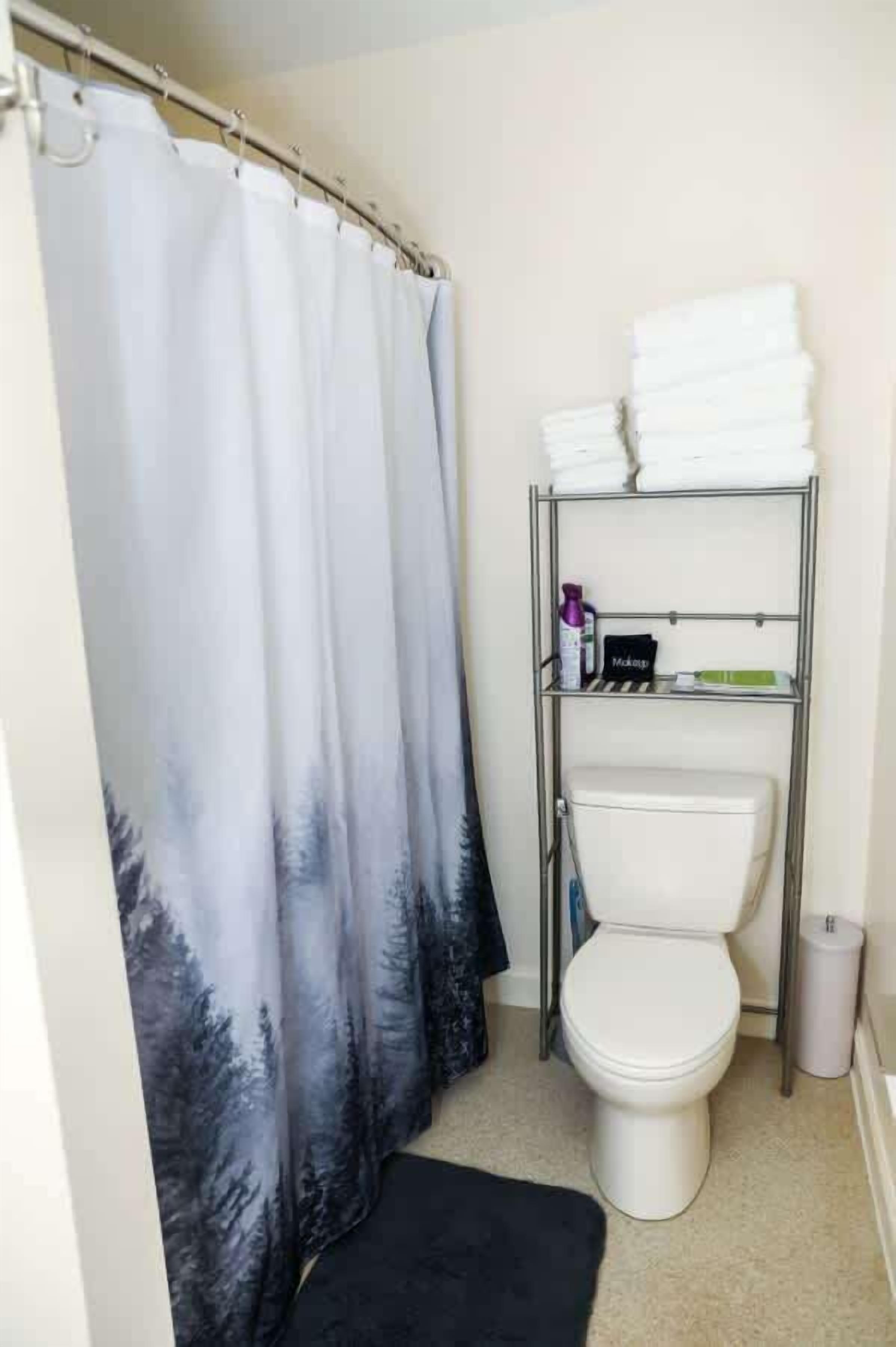 Hair dryer, towels, shampoo