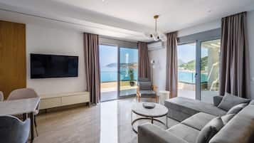 Penthouse Premium, 1 trÚs grand lit et 1 canapé-lit, vue mer | 1 chambre, literie de qualité supérieure, minibar