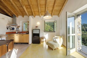 Living area - Apartment 'Il Mulino - Appartamento Terra' with Mountain View, Shared Garden and Balcony (Borzonasca)