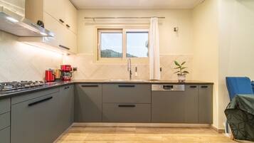 Kühlschrank, Mikrowelle, Ofen, Herdplatte