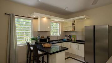 Réfrigérateur, micro-ondes, plaque de cuisson, lave-vaisselle