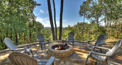 Amber Sunsets dazzles with panoramic views, hot tub luxury, a custom firepit, screened porch, pool table, and pet-friendly hospitality!