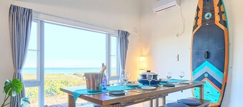 Overlooking the Olympic surf venue from the cypress bath and large terrace.