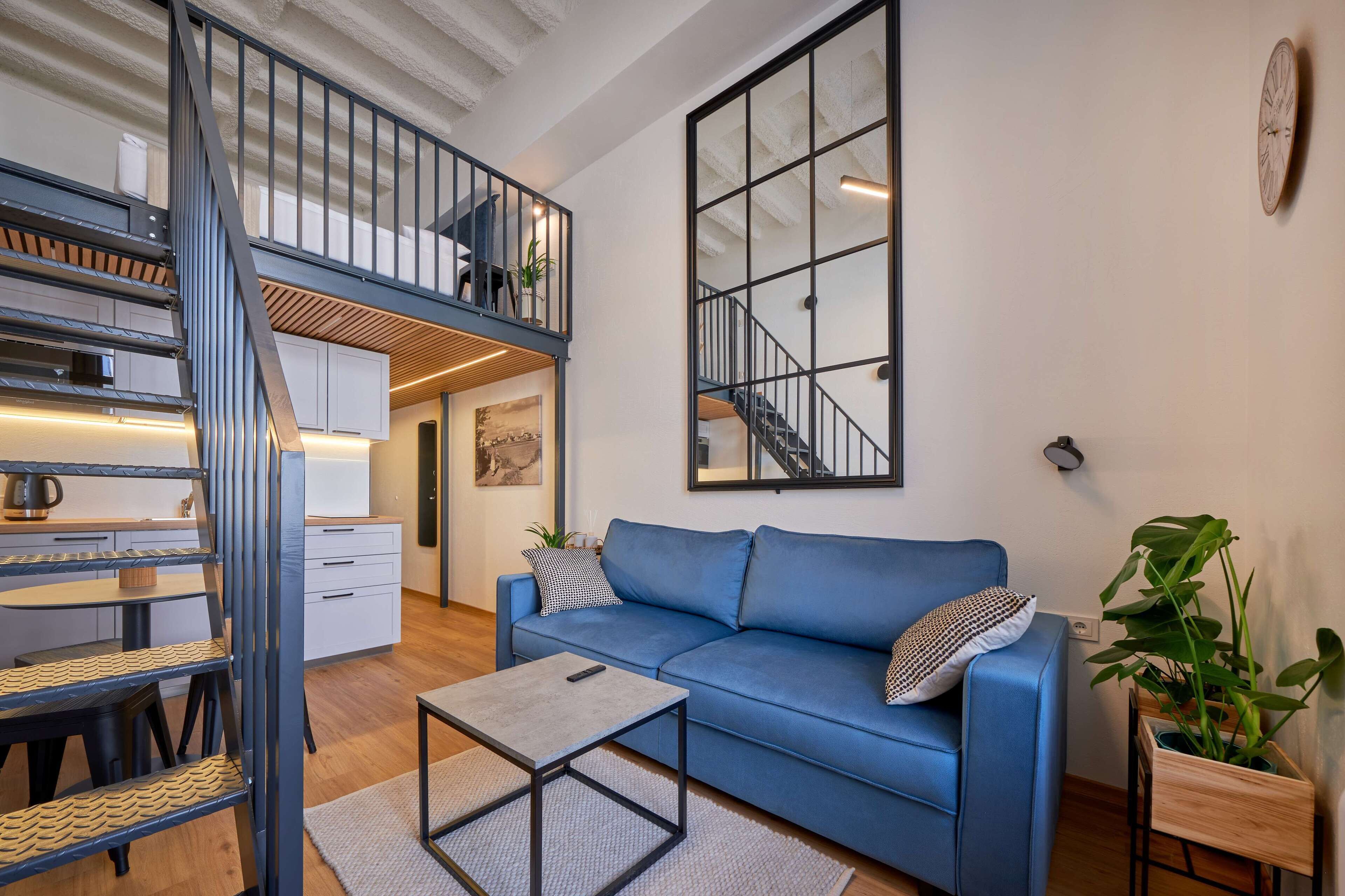 City Loft | 1 bedroom, premium bedding, laptop workspace, blackout curtains