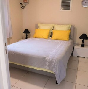 1 bedroom, travel crib, WiFi, bed sheets