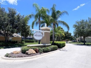 A residential area with a sign reading "The Preserve." - Cozy Family Friendly Pool Home With Game Room-227y 5 Bedroom Home by RedAwning (Davenport)