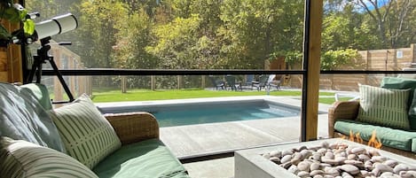 Piscine extérieure, piscine chauffée
