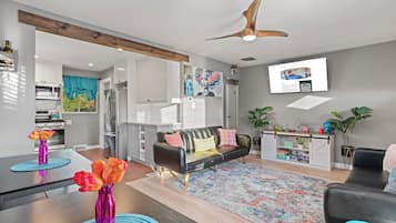 Smart TV, fireplace, video games