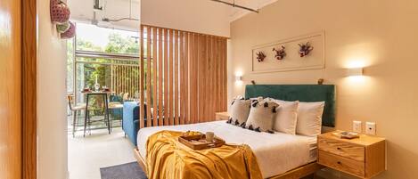 1 bedroom, desk, iron/ironing board, travel cot