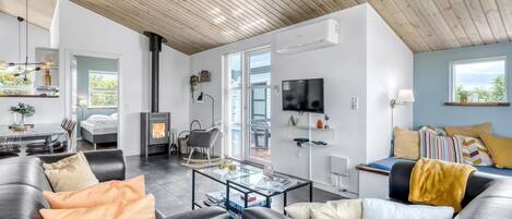 Televisión y chimenea