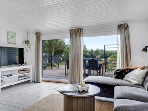 Een televisie en een open haard