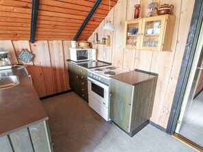 Fridge, microwave, oven, high chair