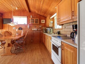 Fridge, microwave, oven, high chair