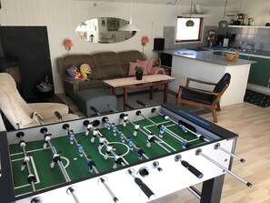 Tv, pejs, dvd-afspiller, bordfodbold