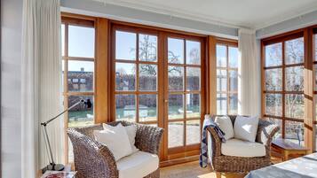 Una televisión, una chimenea