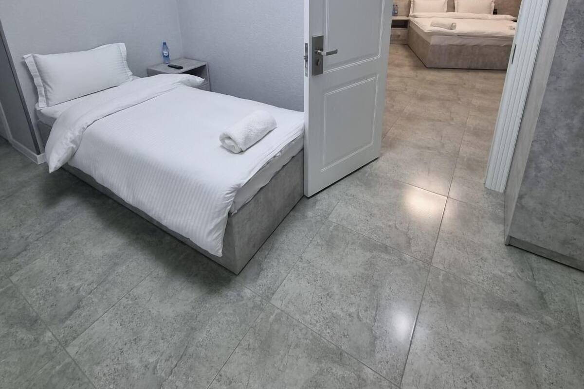 Premium bedding, desk, soundproofing, iron/ironing board
