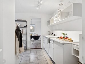 Fridge, oven, dishwasher, high chair