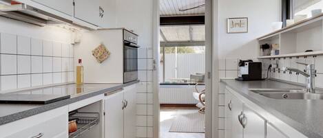 Fridge, oven, dishwasher, high chair