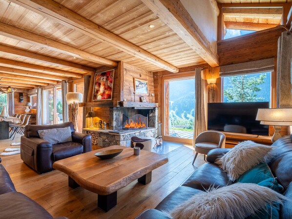 TV, fireplace