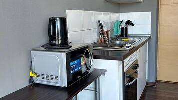 Full-sized fridge, microwave, oven, toaster