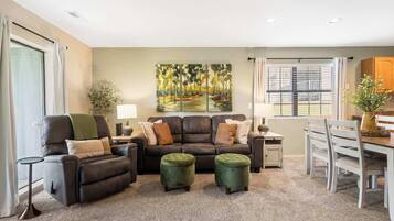 Condo, Multiple Beds, Patio, Garden View (Branson Cozy Bungalow) | Living area | 42-inch flat-screen TV with digital channels, fireplace