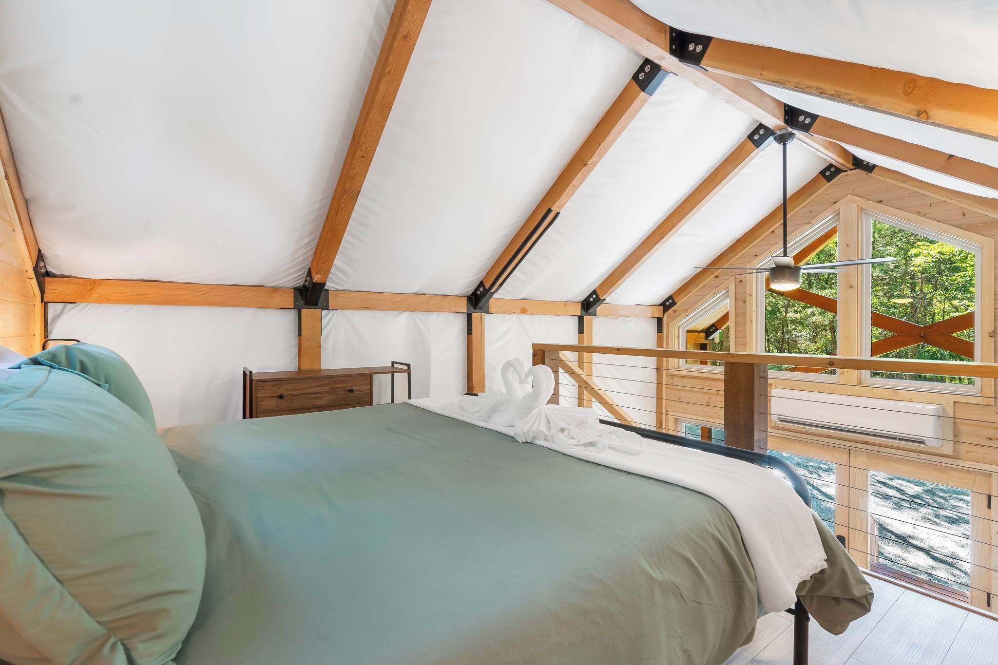 Cabin, 1 King Bed with Sofa bed, Patio, Mountain View (Cedar Creek) | 1 bedroom, individually decorated, individually furnished, bed sheets