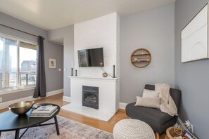 Condo, 1 Queen Bed, Kitchen | Living area | TV - Cincy Cozy Corner (Cincinnati)