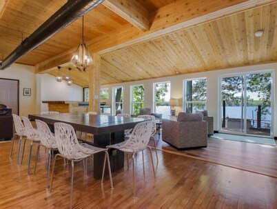 Hygge Lodge is a gorgeous lakefront gathering place for year round family fun.