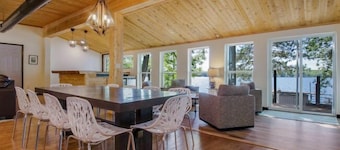 Hygge Lodge is a gorgeous lakefront gathering place for year round family fun.