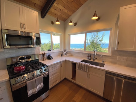 Fridge, microwave, oven, stovetop. The Beach House with Beautiful Ocean Views!