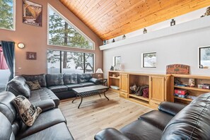 Cabin, Multiple Beds, Patio, Mountain View (Granite View Lodge) | Living area | TV - Granite View Lodge - Minutes From Water (Shaver Lake)