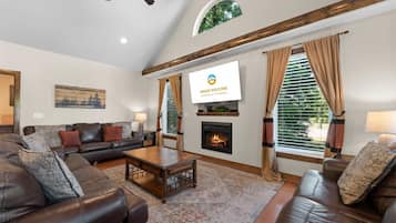 House, Multiple Beds, Patio, Garden View (Hickory Hideaway) | Living area | 42-inch flat-screen TV with digital channels, fireplace