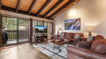 Condo, Multiple Beds, Hot Tub, Mountain View (Heavenly Haven) | Living area | 50-inch flat-screen TV with digital channels, fireplace