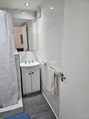 Secador de pelo, toallas, jabón, papel higiénico