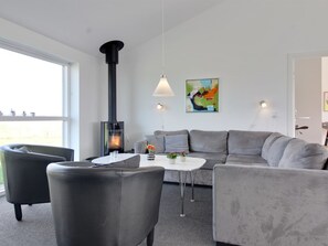 TV, fireplace, table football