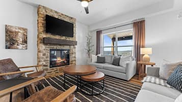 TV, fireplace, offices