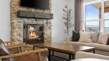 TV, fireplace, offices