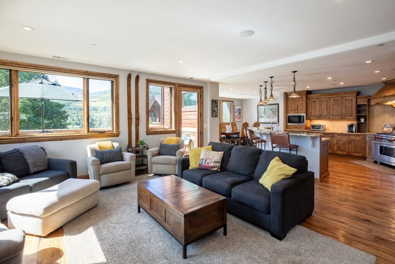 Smart TV, chimenea, reproductor de DVD, libros