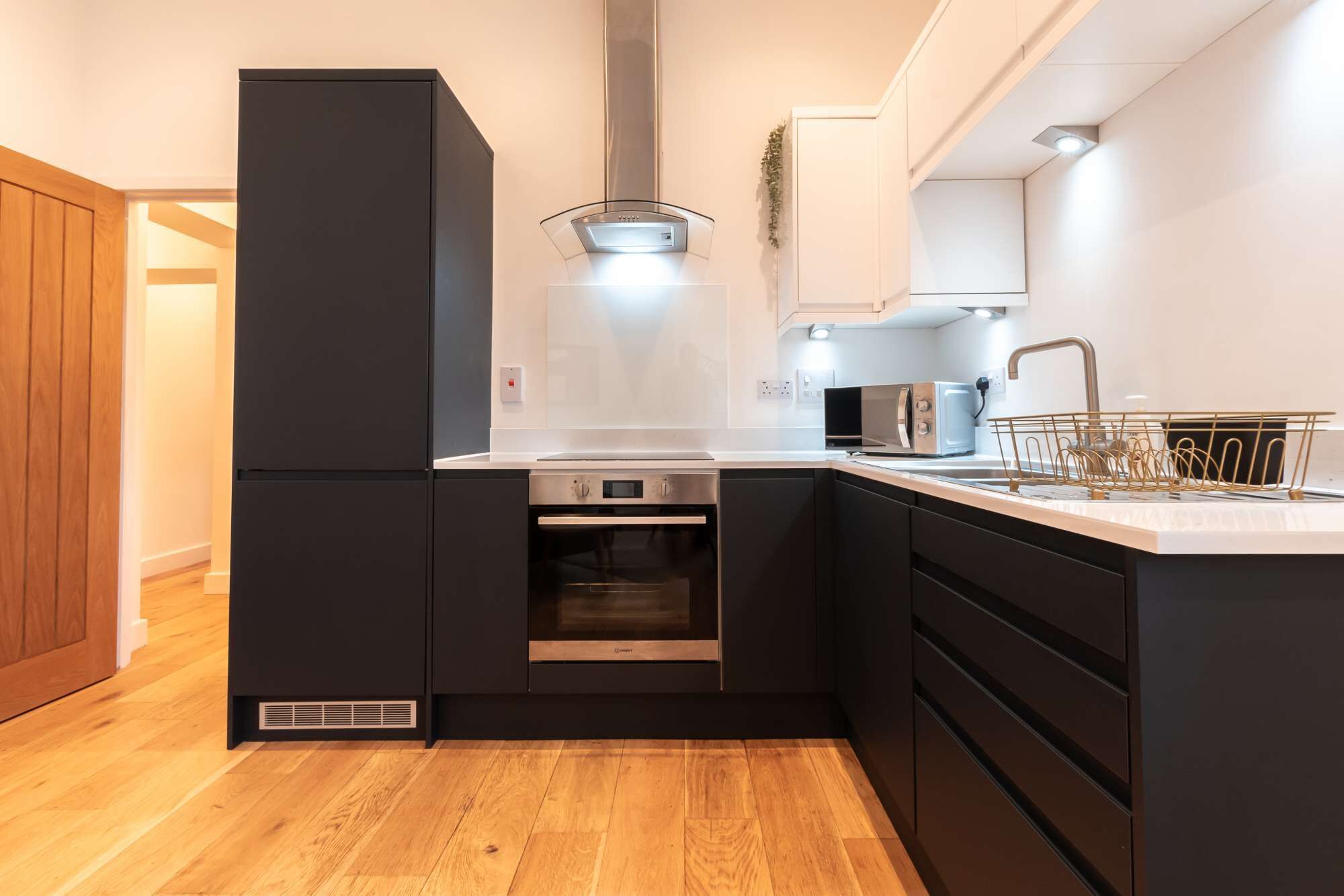 Fridge, microwave, oven, toaster