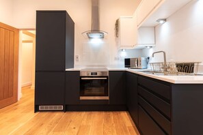 Fridge, microwave, oven, toaster