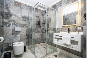 Quarto econômico | Banheiro | Produtos de toalete grátis, secador de cabelo, chinelos